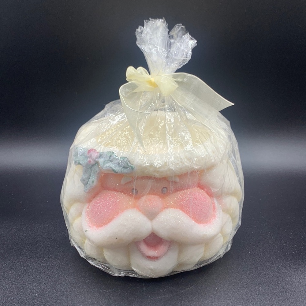 Large Three Wick Jolly Santa Claus Head Decorative Holiday Christmas Wax Candle